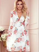 FRANCES - Dámske šifónové šaty s dekoltom as kvetinovým vzorom 388-2