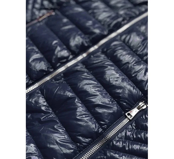 Tmavomodrá dámska prešívaná bunda (B9752)