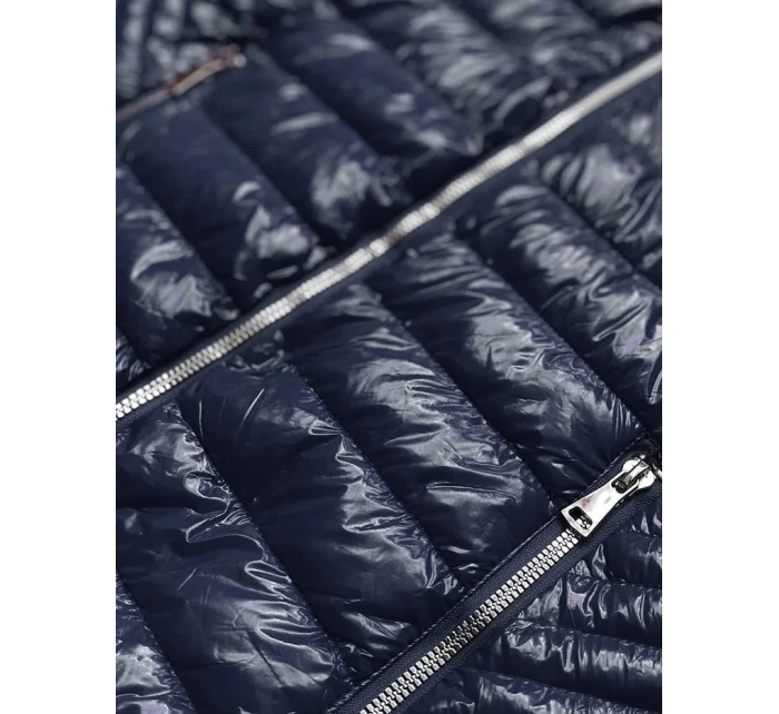 Tmavomodrá dámska prešívaná bunda (B9752)