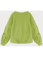 Teplá dámská mikina v barvě s mašlemi model 19742934 - MADE IN ITALY