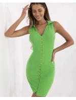Zelené dámské tužkové šaty se zlatými knoflíky model 21214397 - Factory Price
