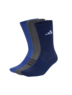 Ponožky adidas Cushioned Sportswear Crew 3P tmavomodré, sivé, modré KQ6762