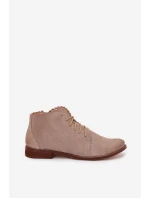 Zamszowe Botki Na Płaskim Obcasie Cappuccino Zazoo 4078