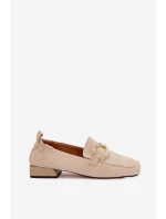 Dámské mokasíny z pravé kůže se zlatým detailem D&A Béžové model 22031885 - S.Barski
