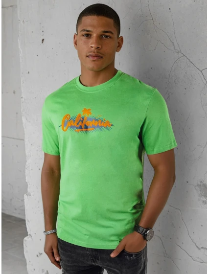 Pánské zelené tričko s potiskem Dstreet model 21973613 - FashionStreet