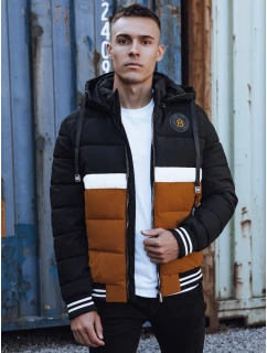 Kurtka zimowa męska pikowana z kapturem czarna FashionStreet TX4867