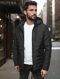 Pánská přechodná prošívaná bunda s kapucí černá Dstreet model 21983032 - FashionStreet