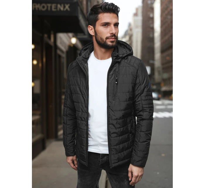 Pánská přechodná prošívaná bunda s kapucí černá Dstreet model 21983032 - FashionStreet