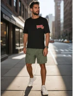 Pánske tričko s potlačou čierne FashionStreet RX5645