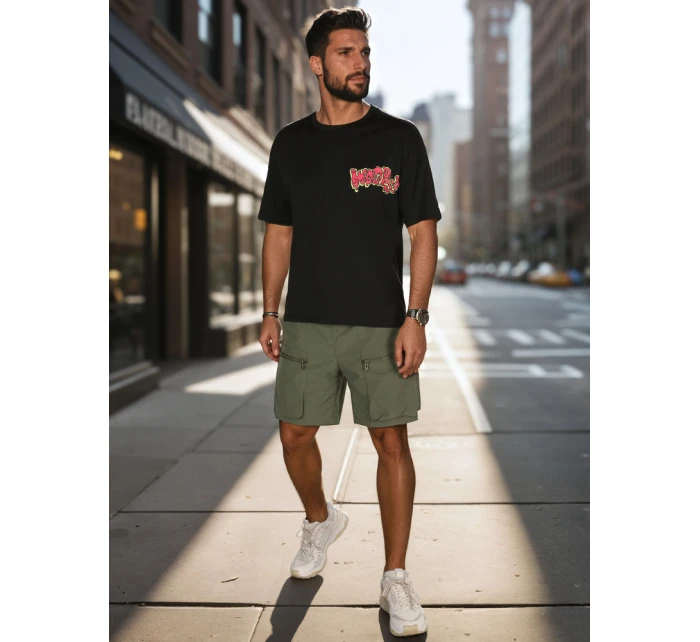 Pánske tričko s potlačou čierne FashionStreet RX5645