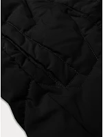 Černá dámská vesta s kapucí kožešinou model 20698555 - J.STYLE Černá dámská vesta s kapucí kožešinou model 20698555 - J.STYLE
