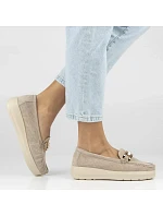 Béžové kožené mokasíny na  model 22097362 - FILIPPO