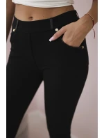 Bavlnené nohavice s lemom na vreckách čierne