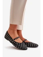 Zdobené baleríny s páskem eko černé model 21670629 - Boto