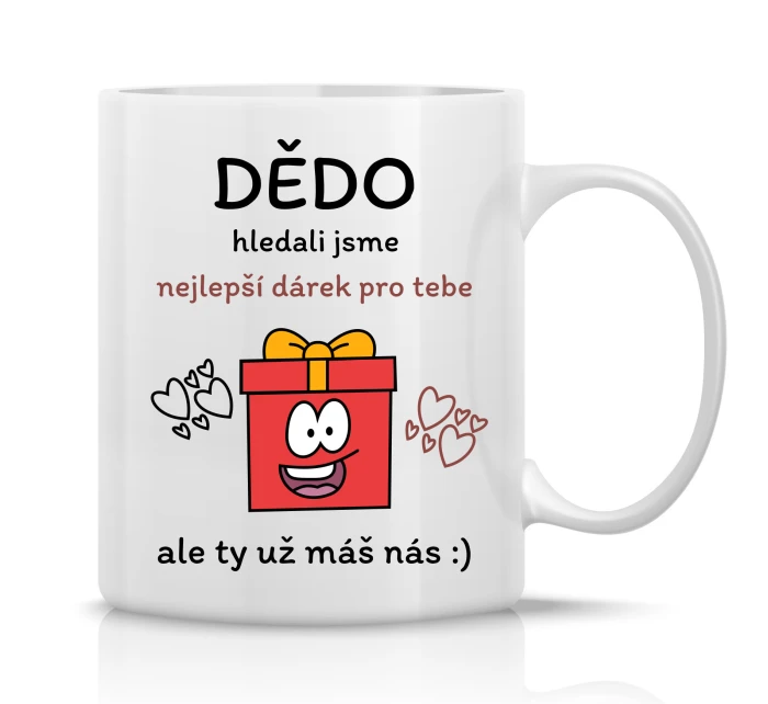 NEJLEPŠÍ DÁREK PRO DĚDU - klasický bílý keramický hrníček 300 ml