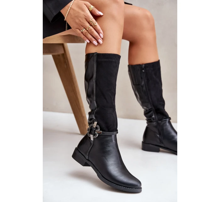 Zateplené kozačky model 21780727 černé Jezzi - SWEET SHOES