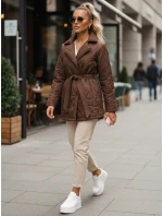 Kurtka damska przejściowa z paskiem brązowa model 22011505 - FashionStreet