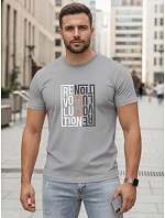 Tshirt męski z nadrukiem szary model 22182643 - FashionStreet Tshirt męski z nadrukiem szary model 22182643 - FashionStreet