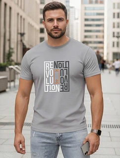 Tshirt męski z nadrukiem szary model 22182643 - FashionStreet