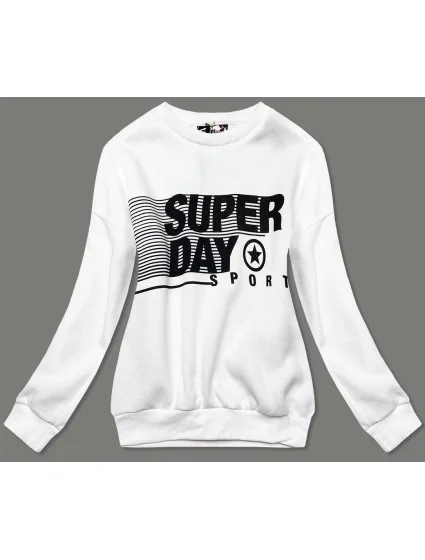 Biela dámska tepláková mikina s potlačou (26005)