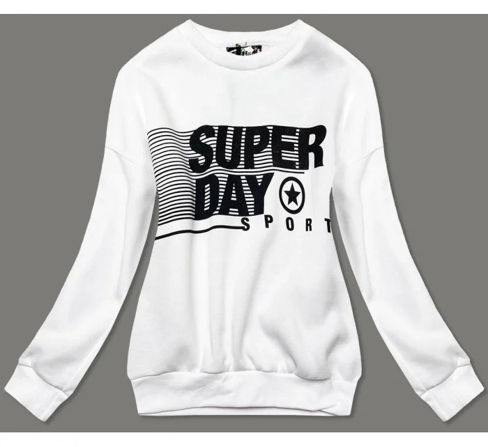 Biela dámska tepláková mikina s potlačou (26005)