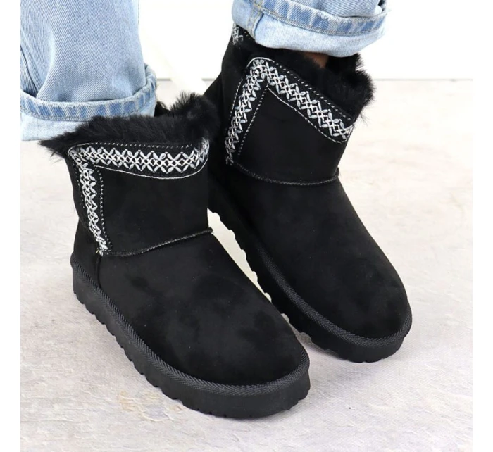 Dámske semišové snehové topánky čierne Potocki 06303
