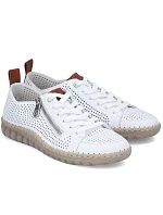 Dámske kožené ažurové biele poltopánky Rieker N2405-80