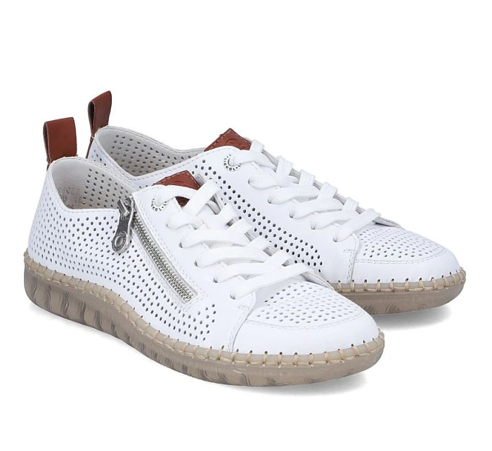 Dámske kožené ažurové biele poltopánky Rieker N2405-80