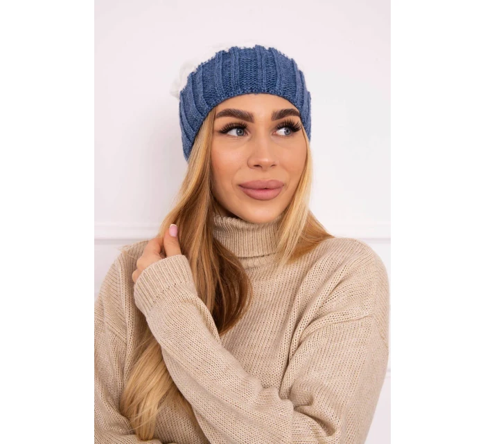 Milano fleecová čiapka K203 ecru+jeans