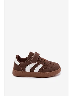 Detské tenisky na suchý zips z hnedej umelej kože Ronja
