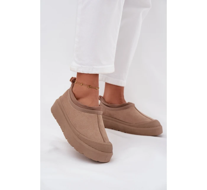 Dámske snežnice na platforme s nízkym zvrškom Izamine - tmavo béžové