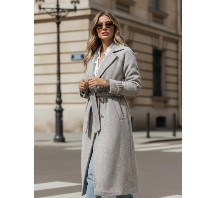 Dámsky oversize kabát CAMELLYN dlhý béžový FashionStreet NY0744