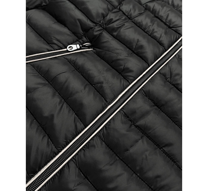 Čierna prešívaná bunda s kapucňou (LD-7153)