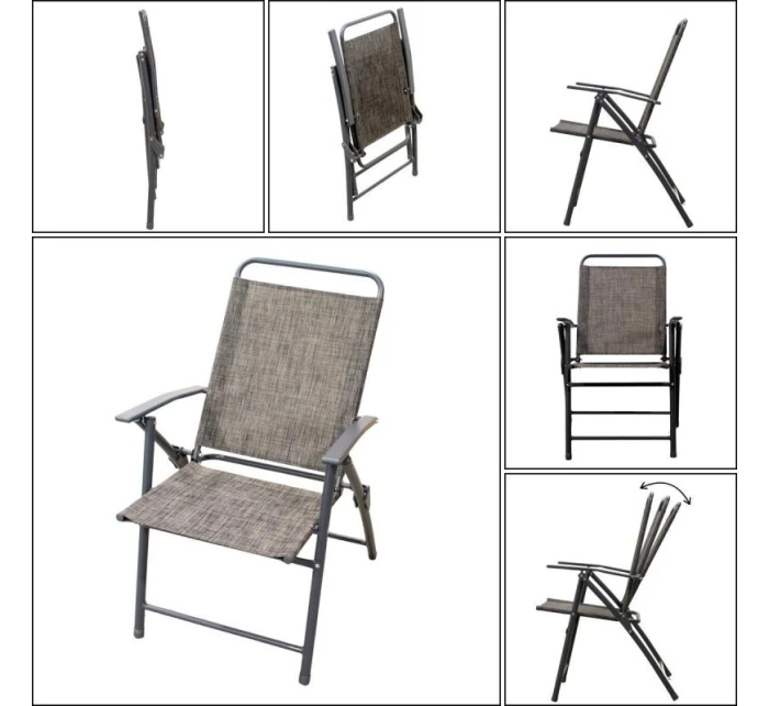 SET ZÁHRADNÉHO NÁBYTKU SYDNEY STÔL 4 STOLIČKY A SLNEČNÍK SIVÝ