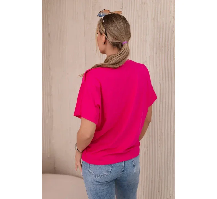 Bavlnená blúzka s ozdobnou fuchsiovou mašľou