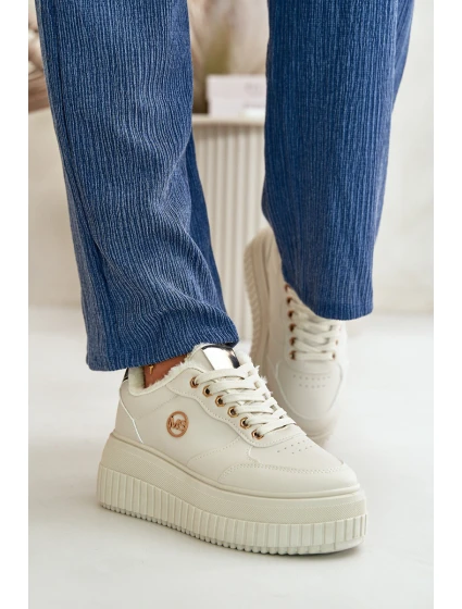 Sneakersy Dámské Sportovní Boty Zateplené Na Masivní Podešvi Béžové model 21668399 - Boto Sneakersy Dámské Sportovní Boty Zateplené Na Masivní Podešvi Béžové model 21668399 - Boto