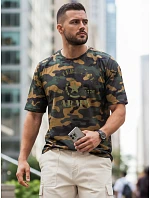 Tshirt męski z nadrukiem moro zielony model 22223087 - FashionStreet