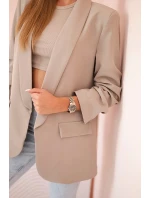 Bunda s klopami elegantná tmavobéžová Bunda s klopami elegantná tmavobéžová