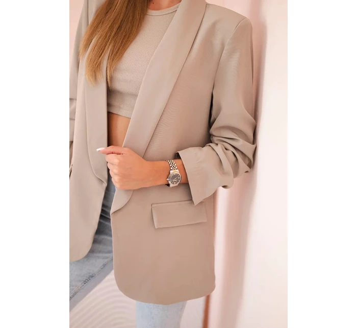 Bunda s klopami elegantná tmavobéžová Bunda s klopami elegantná tmavobéžová