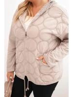 Dámská mikina Plus Size bavlněná na zip béžová