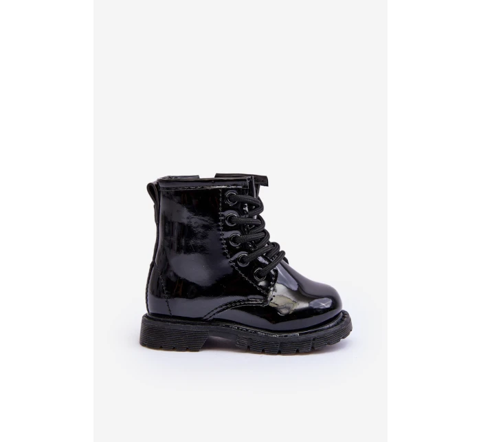 Dziecięce Botki Lakierowane Z Suwakiem Czarne Tibbie