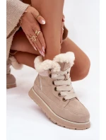 Semišové sněhule dámské na platformě s kožíškem Big Star model 21786619 béžové - Big Star Shoes