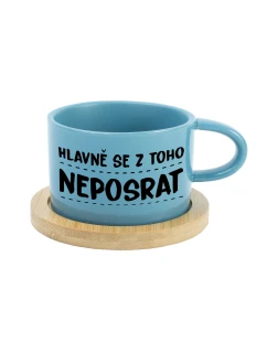 HLAVNĚ SE Z TOHO NEPOSRAT - modrý hrníček makronka 200 ml