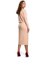 Dámske pletené šaty S245 Beige - Stylove Dámske pletené šaty S245 Beige - Stylove