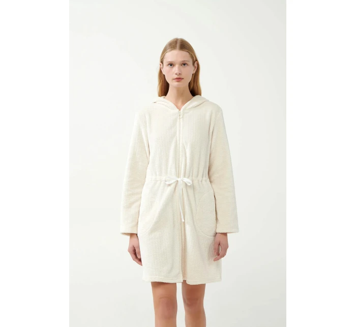 Dámsky flísový župan na zips 21360 Ecru - Vamp