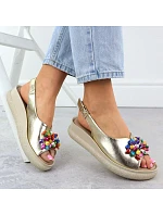 Dámske kožené sandále Filippo DS6983 s korálkami a zlatou metalízou