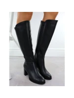 Dámske čierne kožené čižmy na podpätku Sergio Leone KZ25224-S
