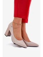 Eleganckie Czółenka Na Słupku Vinceza 62220 Szare