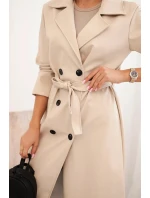 Dámsky kožený kabát béžovej farby - New Collection Italy