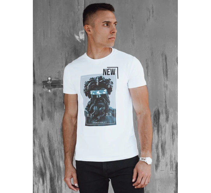 Pánské bílé tričko s potiskem Dstreet model 21975914 - FashionStreet